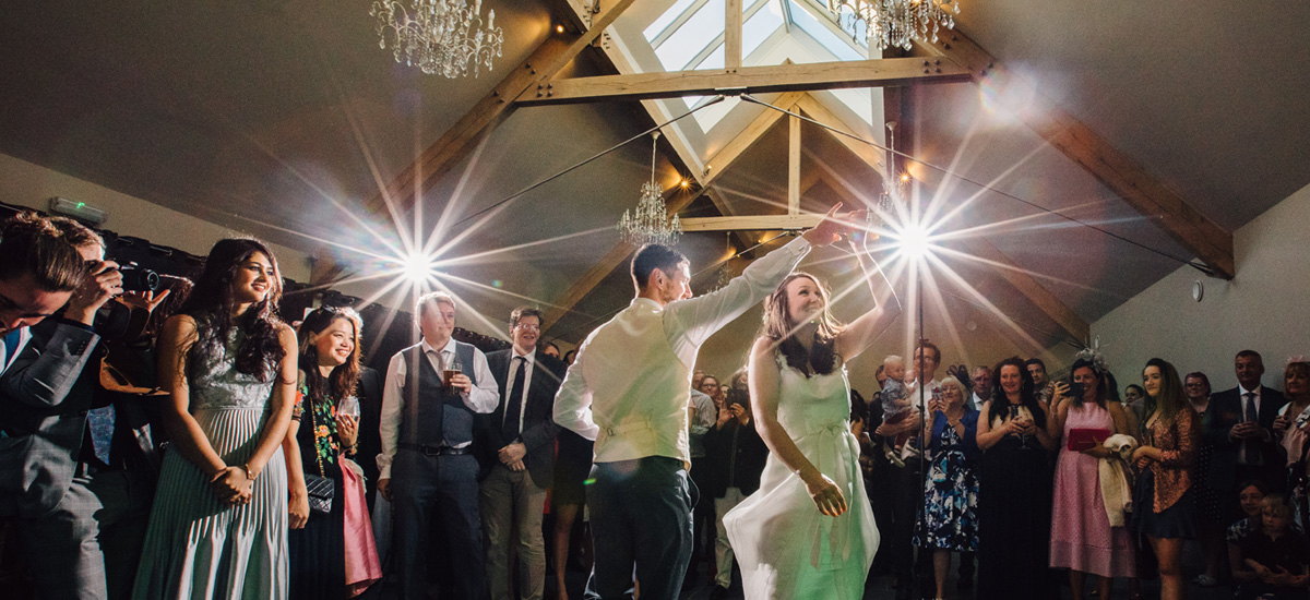 The Orchard Barn converts into a fantastic space for music and dancing after your wedding breakfast