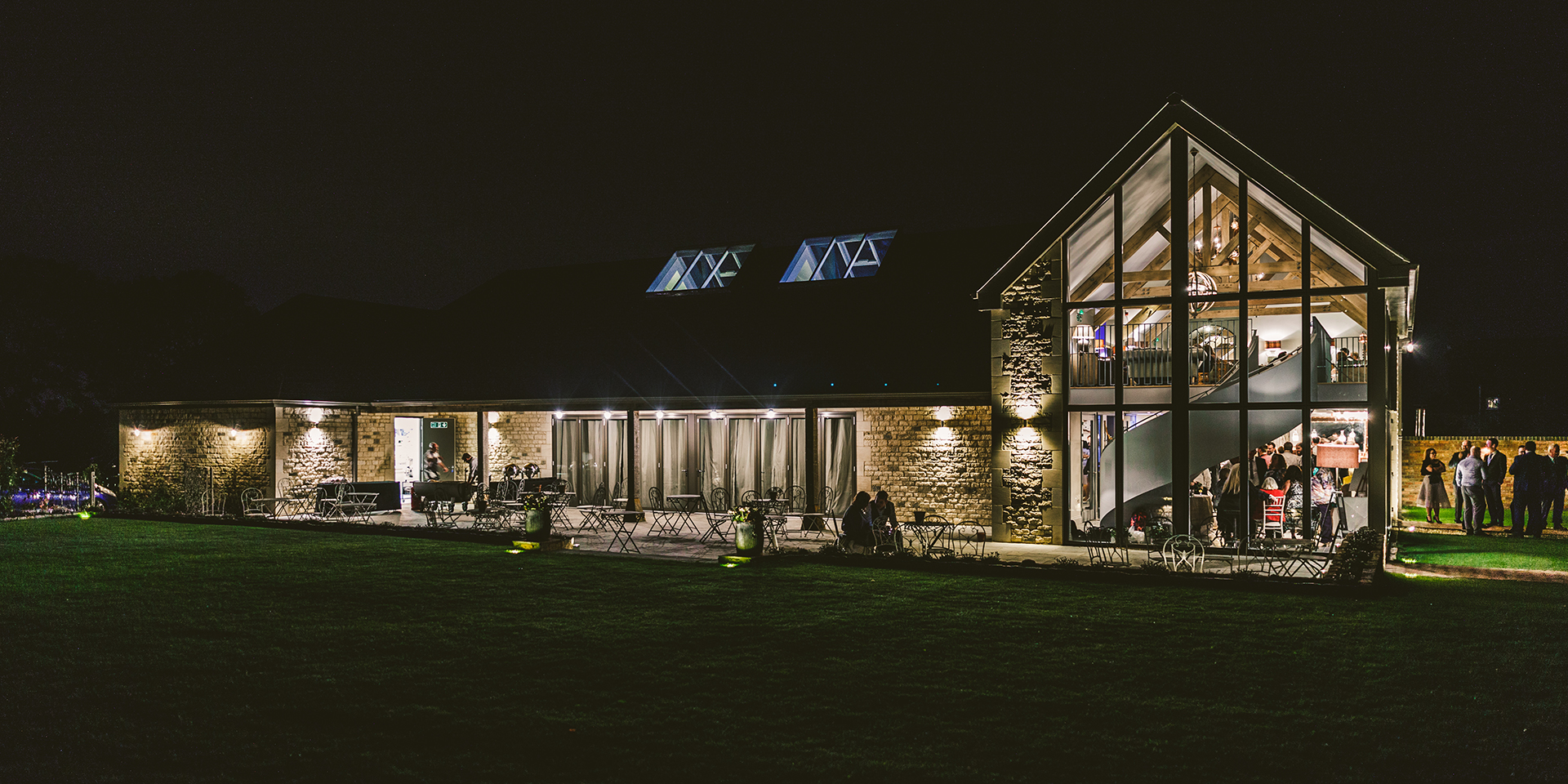 This Cotswolds barn wedding venue looks stunning at night Blackwell